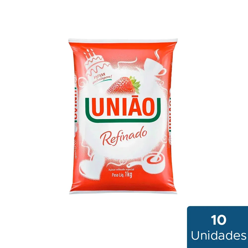 Açúcar Refinado União 10 Pacotes de 1Kg cada