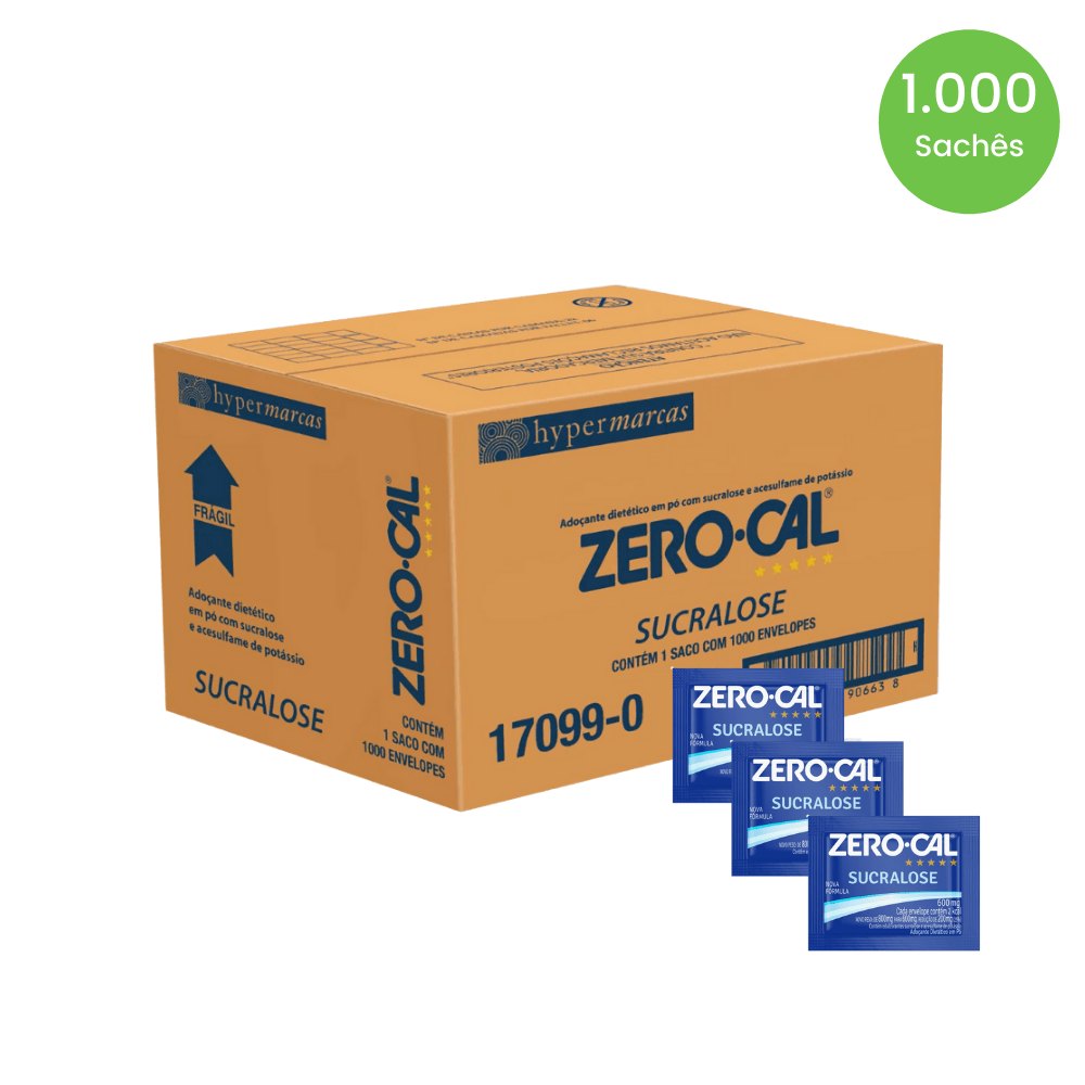 Adoçante Pó Sucralose Zero Cal com 1.000 Sachês de 0,6g