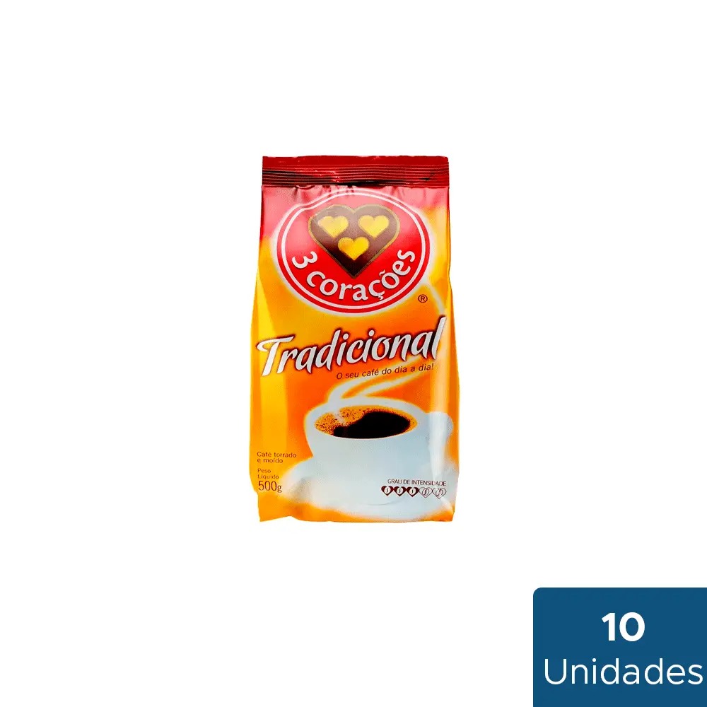 Café Tradiconal 3 Corações 10 unidades de 500g