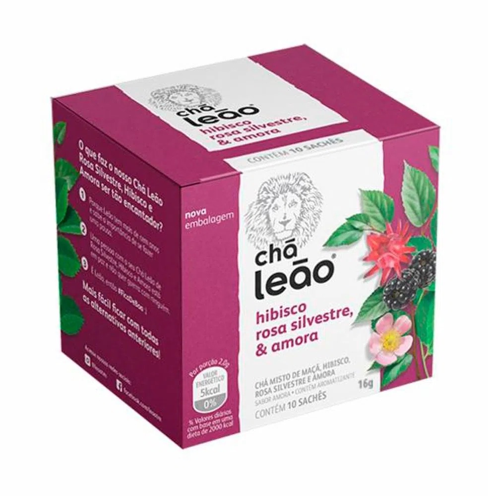 Chá de Hibisco, Rosa Silvestre e Amora Leão com 10 Sachês