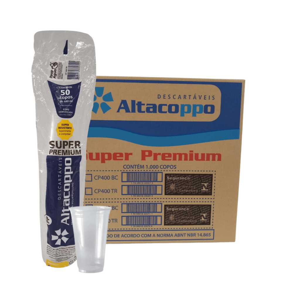 Copo Descartável Transparente 440ml PP Altacoppo 1.000 Unid