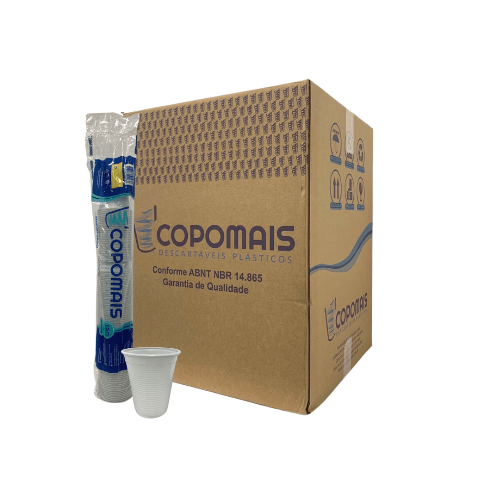 Copo Descartável 180ml Branco PS Copomais 2.500 Unidades