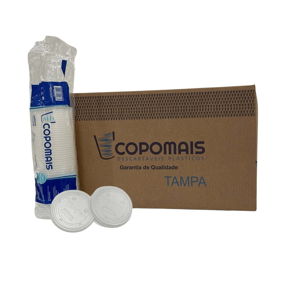 Tampa para Copos 400/440/500/550ml sem Furo Copomais com 1.000 Unid