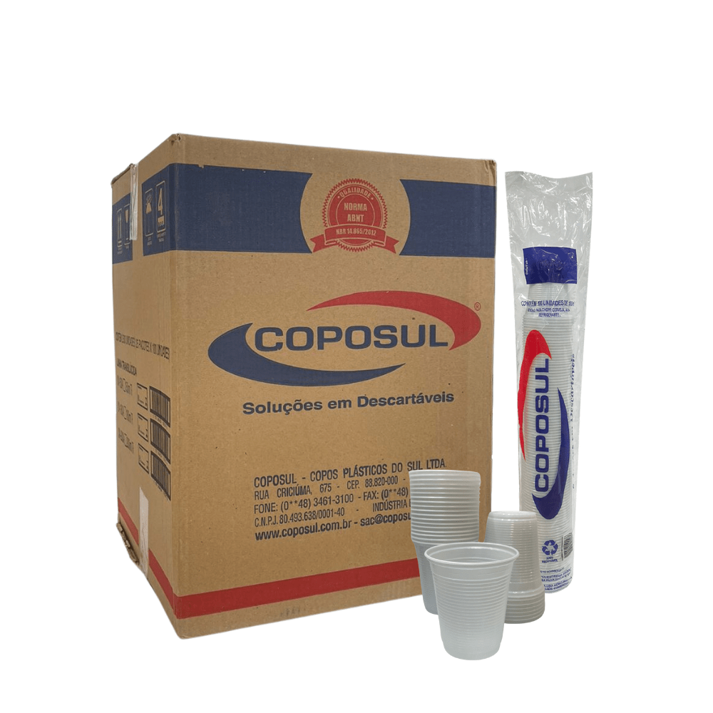 Copo Descartável 180ml Branco PS Coposul 2.500 Unidades