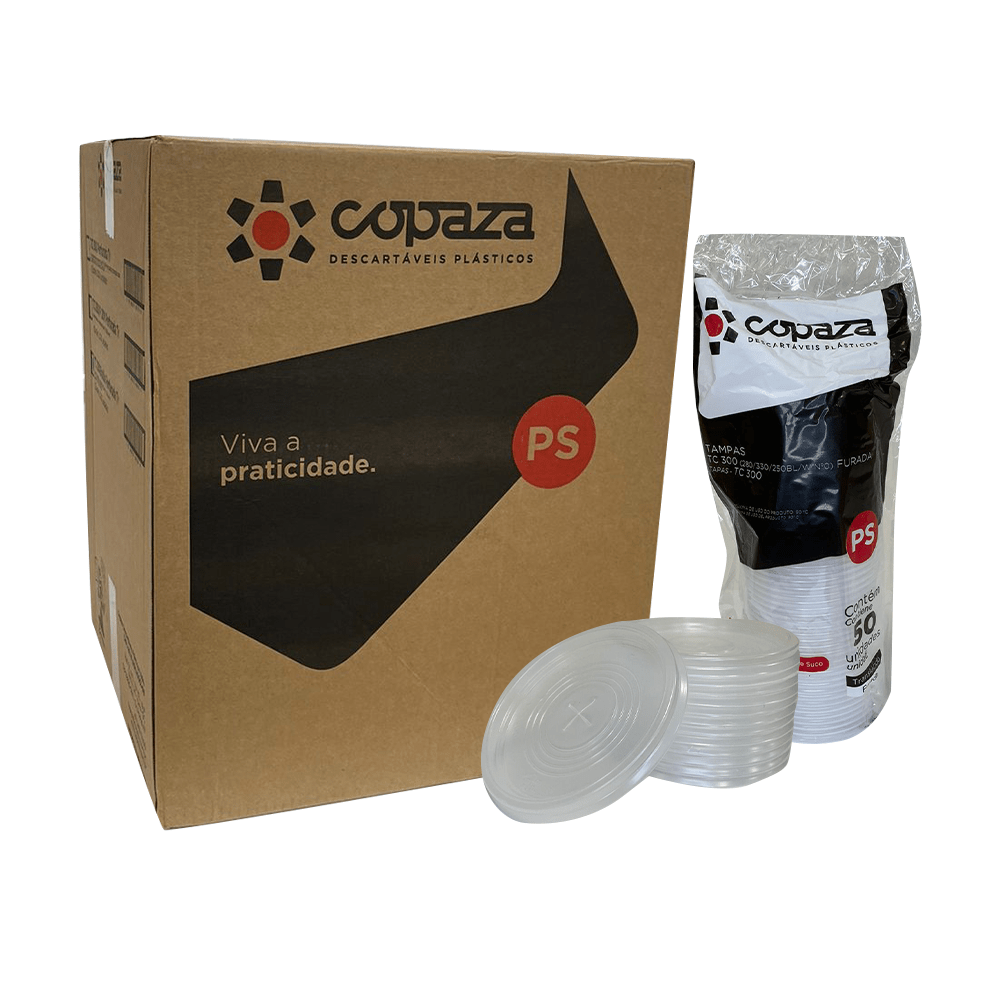 Tampa para Copos 250/300/330ml Copaza com Furo 2.000 Unid TC300