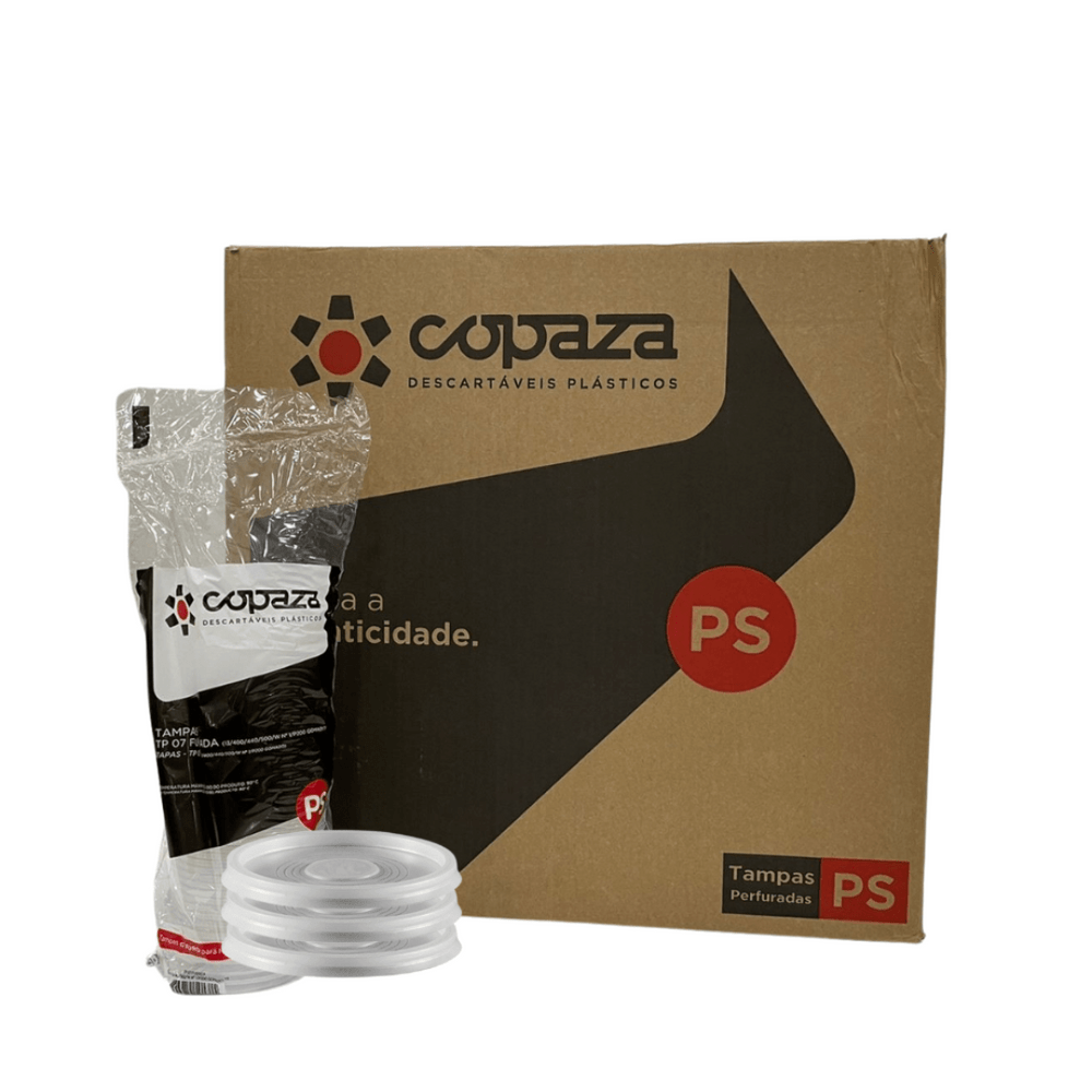 Tampa para Copos 400/440/500ml e Potes 200/250ml Com Furo Copaza 2.000 Unid TP07