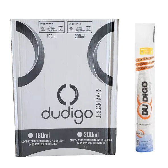 Copo Descartável 180ml Branco PS Dudigo 2.500 Unidades