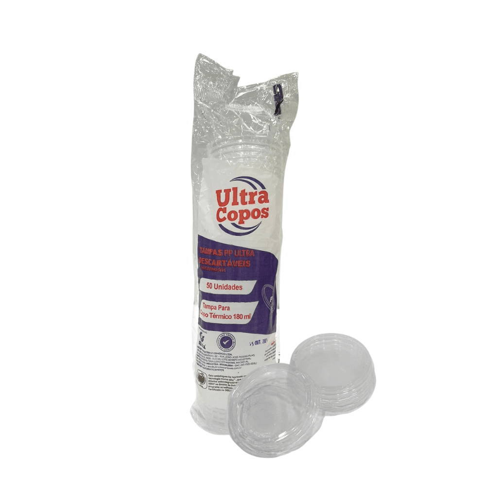 Tampa para Copos de Isopor de 180ml sem Furo Ultra 50 Unid