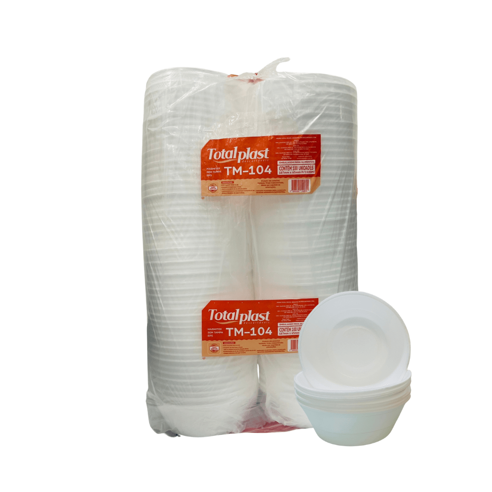 Marmitex de Isopor 1100ml sem Tampa Totalplast 100 Unid 18x6cm