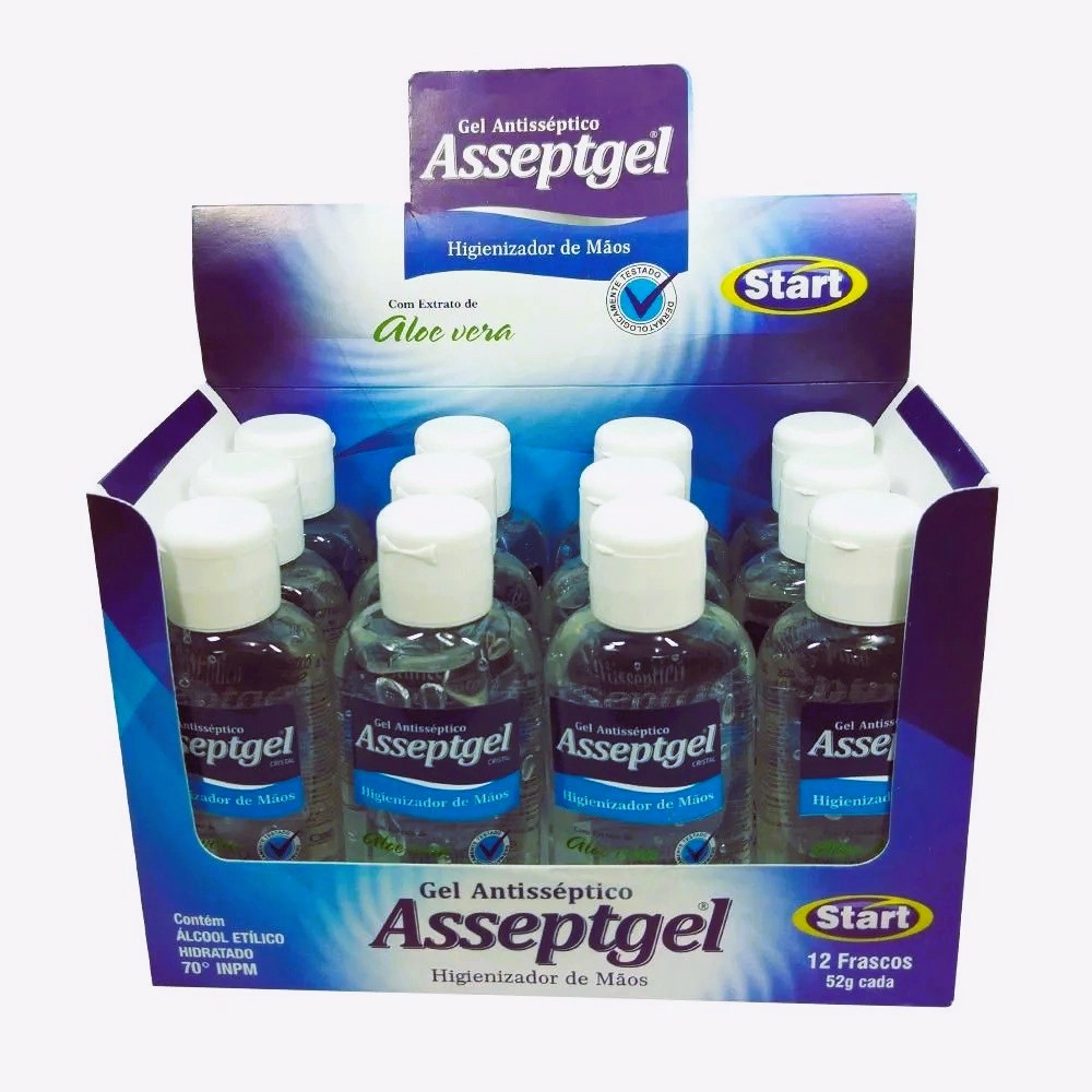 Álcool em Gel de Bolso 71° INPM Asseptgel Cristal 12X52g