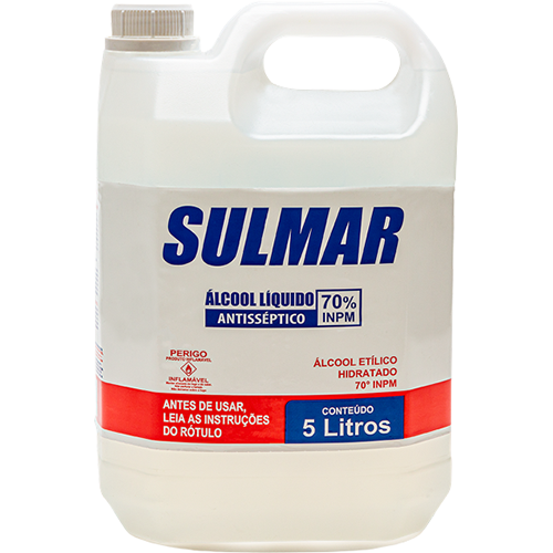 Álcool Líquido 70º INPM 5L Sulmar Antisséptico Desinfetante