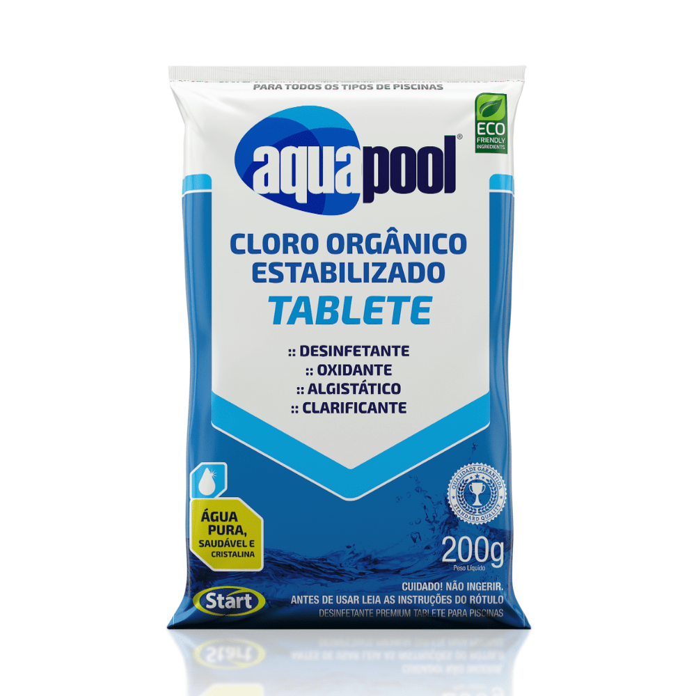 Cloro Orgânico Estabilizado Tablete Aquapool 200g Piscinas