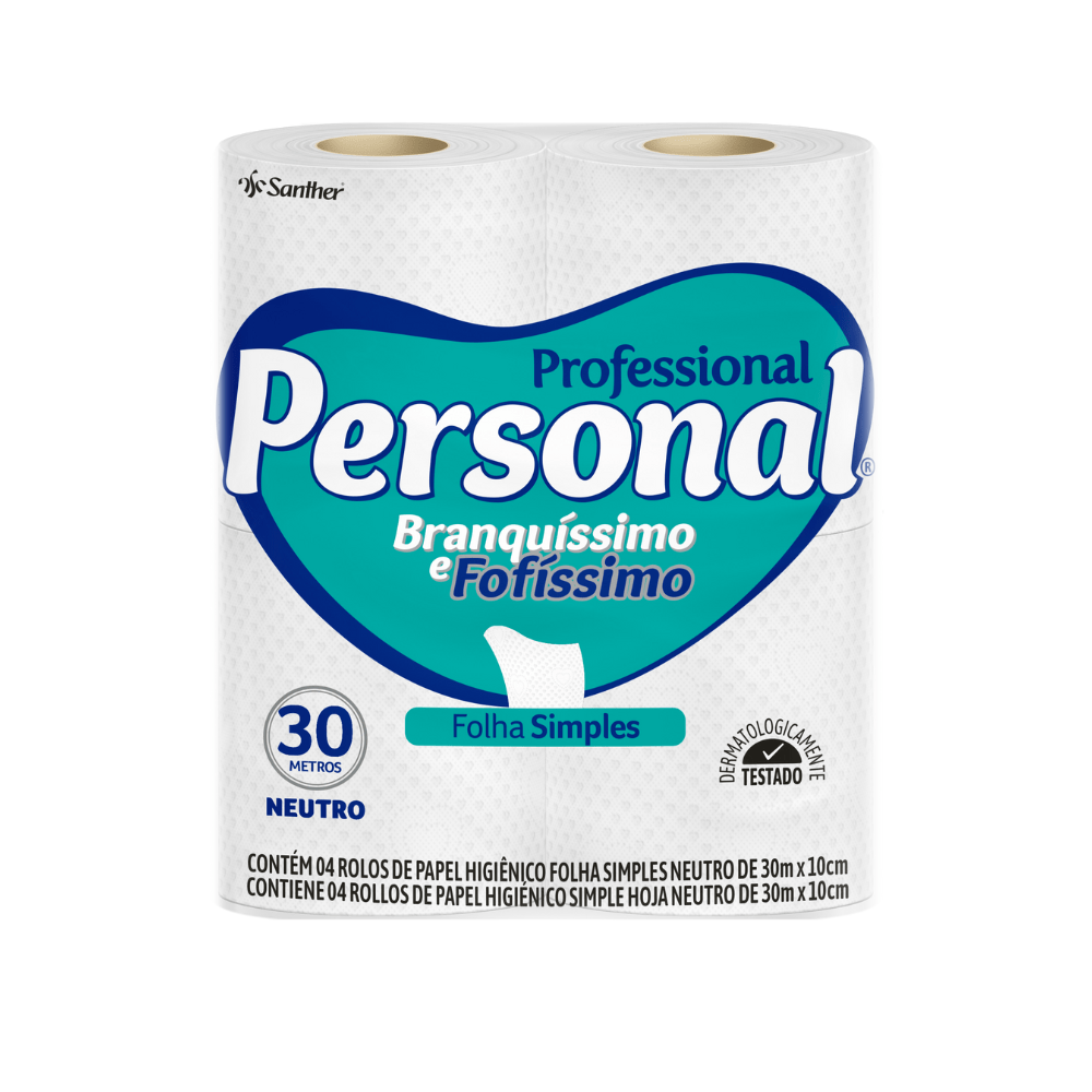 Papel Higiênico Personal 4 Rolos de 30 Metros Folha Simples