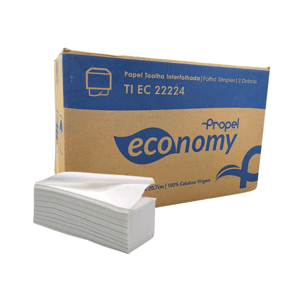 Papel Toalha Interfolha Propel 2 Dobras 2.000 Folhas Simples 22x20,7cm Economy