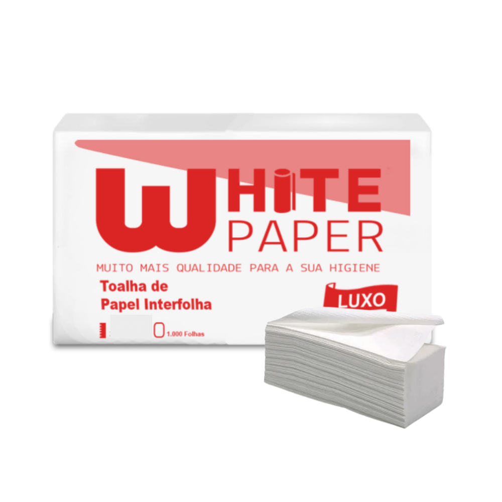 Papel Toalha Interfolha White Paper 2 Dobras 1.000 Folhas Simples 22x21cm Luxo