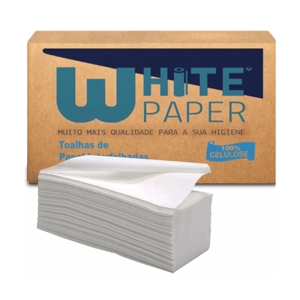 Papel Toalha Interfolha White Paper 2 Dobras 1.000 Folhas Simples