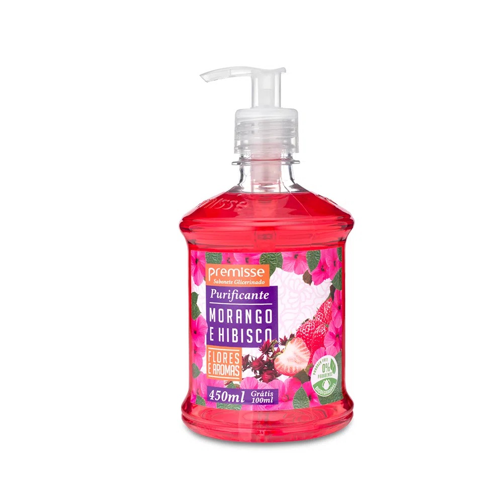 Sabonete Líquido Morango e Hibiscus Premisse Pump de 450ml