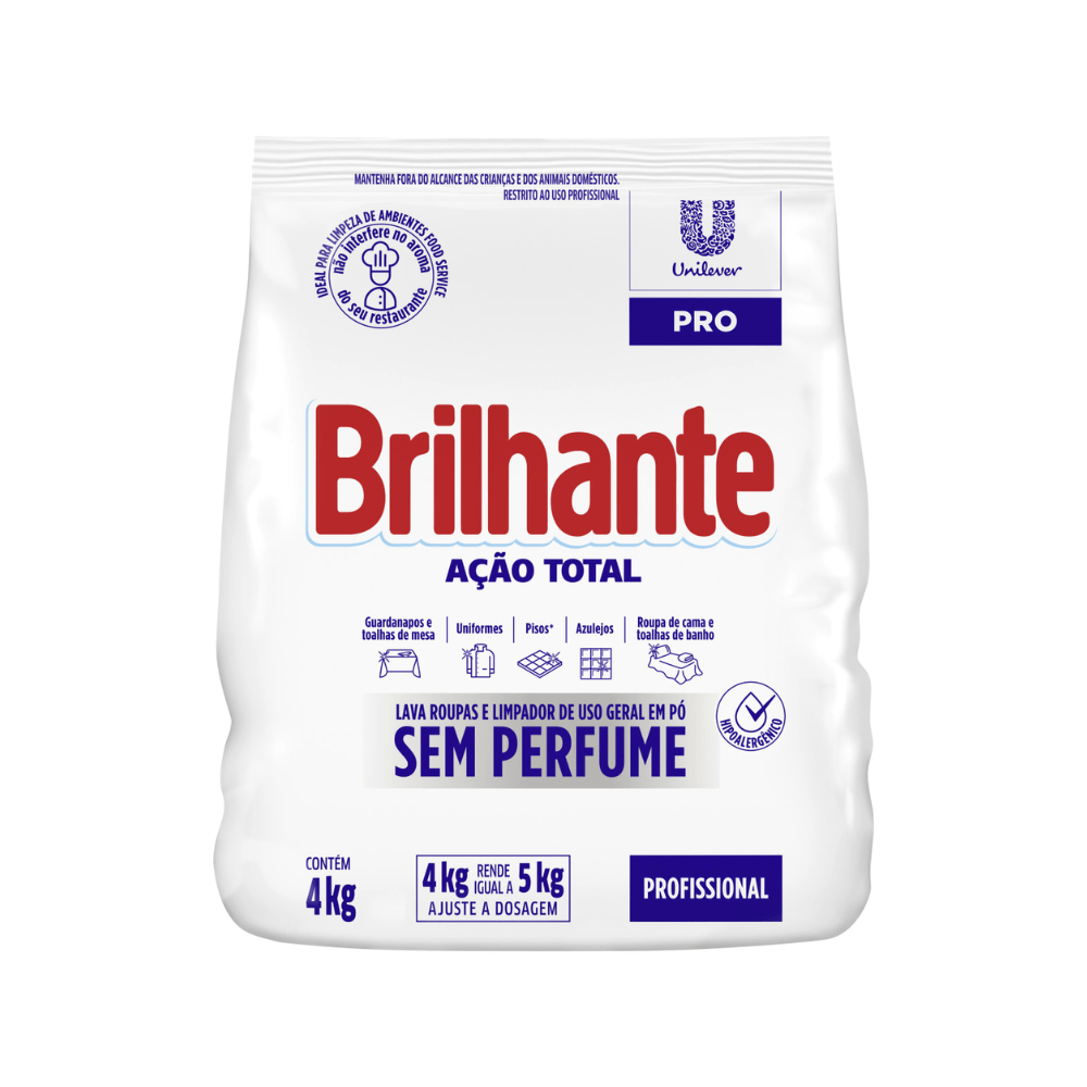 Sabão em Pó Sem Perfume Brilhante 4kg