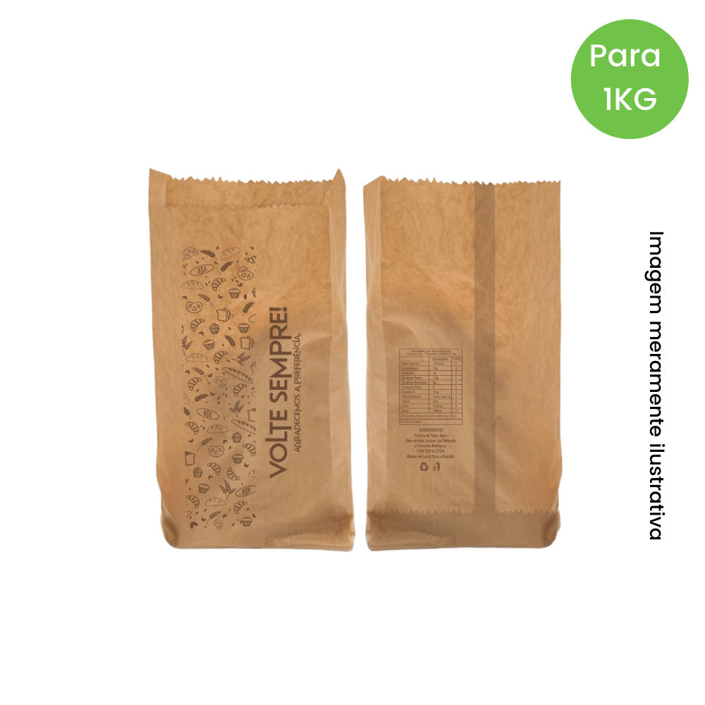 Saco para Pão Kraft “Volte Sempre” 1Kg Embalebem 500 Unidades 32x28 35g