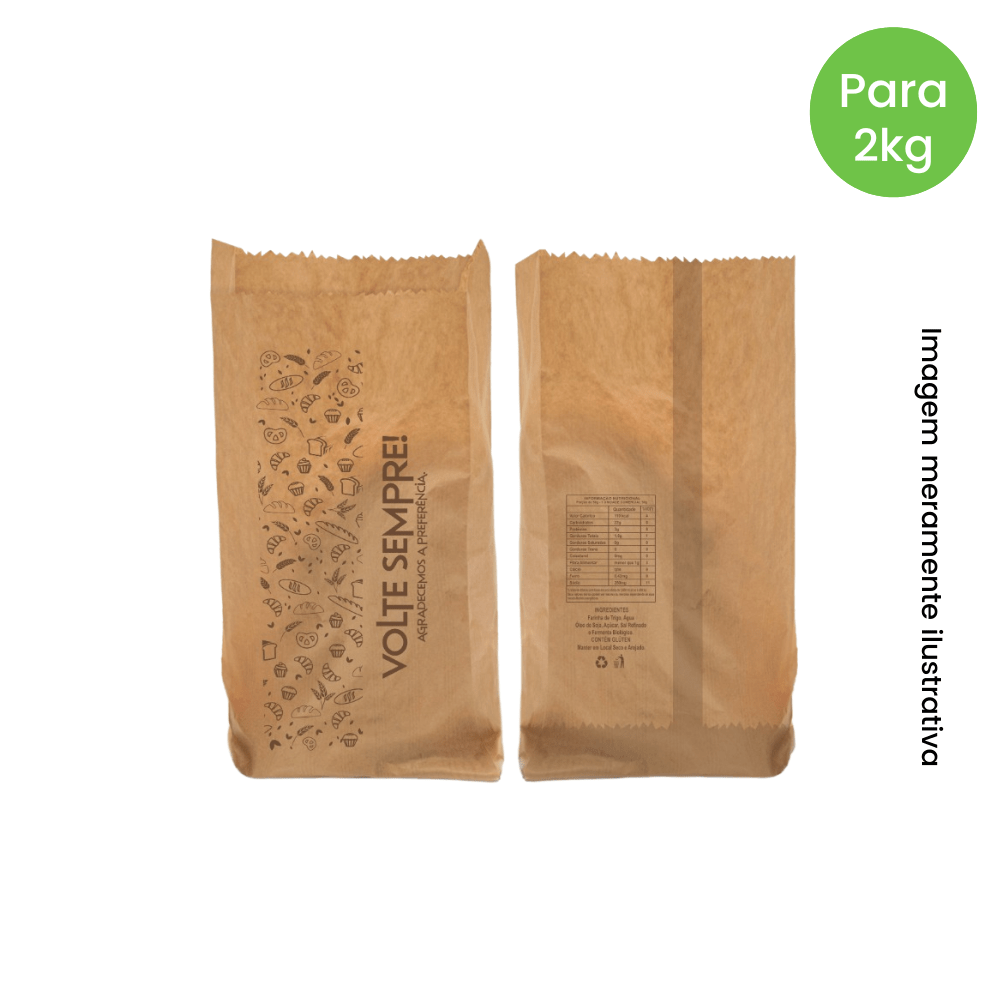 Saco para Pão Kraft “Volte Sempre” 2Kg Embalebem 500 Unidades 40x34 35g